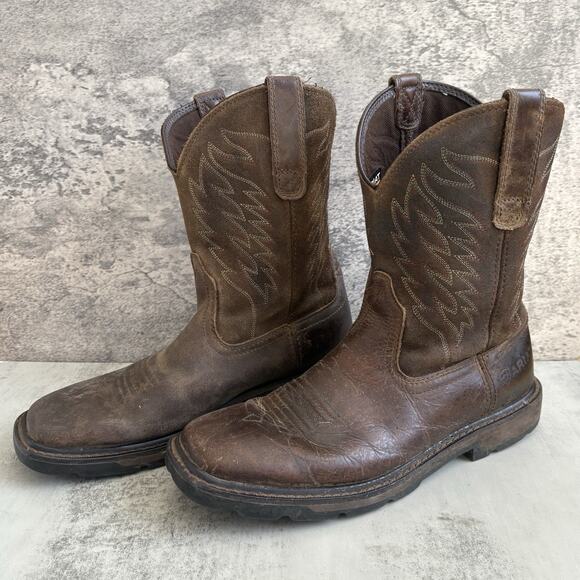 Ariat Groundbreaker Work Boot F2892 Square Toe Leather Men’s Size 8.5D EUC